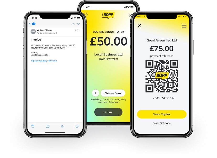 View the status of any sent or received payment and receive payment notifications in the BOPP app.